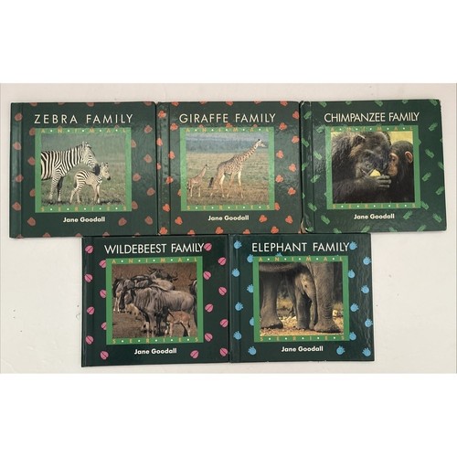 JANE GOODALL ANIMAL FAMILY SERIES Lot Set of 5 Childrens Books Vintage 90s HC