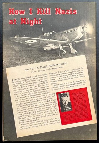 “How I Kill Nazis at Night” by Karel Kuttelwascher 1943 pictorial RAF ace pilot