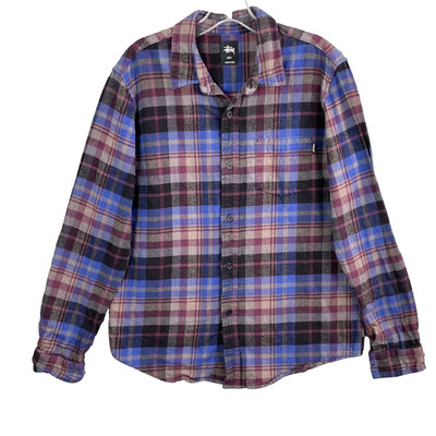 Stussy Flannel Shirt Men's Large Plaid Heritage Outdoors Camp 90s Gorpcore Skate