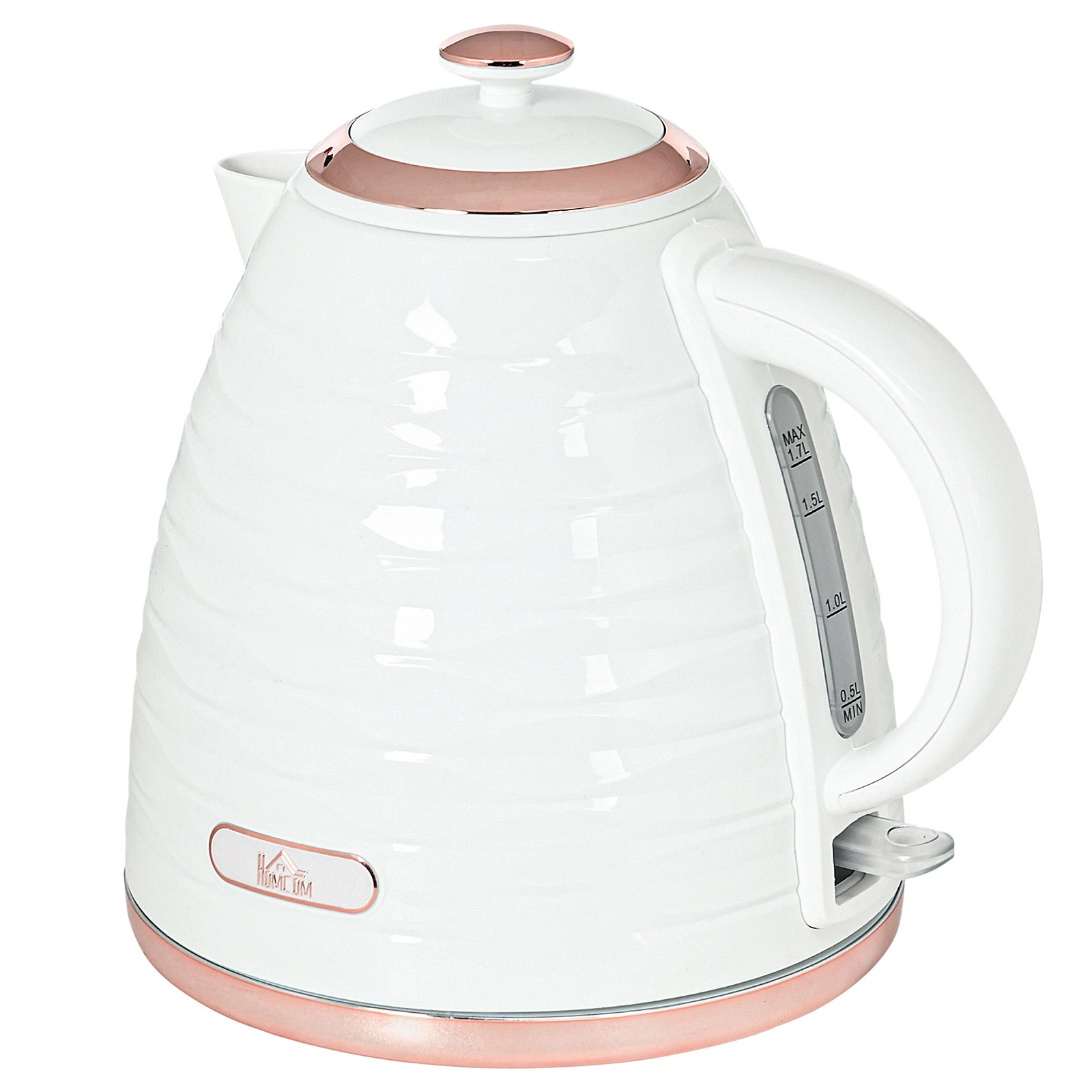 HOMCOM Electric Kettle, Fast Boil, 1.7L, 3kW, Swivel, White Ripple