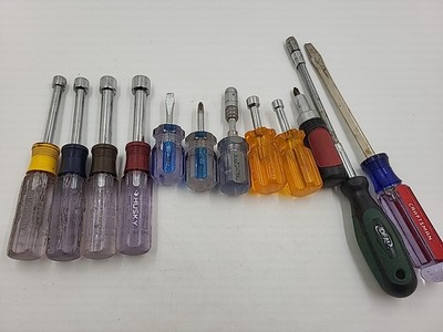 Lot Of Nut Drivers & Screw Drivers Lot Of 12 Husky, Craftsman, Taco, Etc 