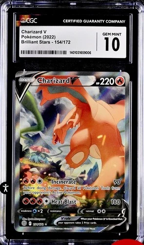 2022 POKEMON BRILLIANT STARS 154/172 CHARIZARD V CGC 10 GEM MINT