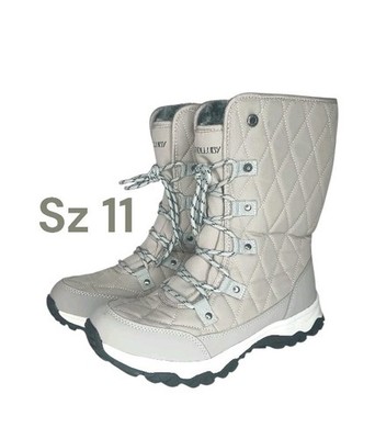 Women's Snow Boots With Lace up Waterproof and Warm fur lining Outdoor Sz 11