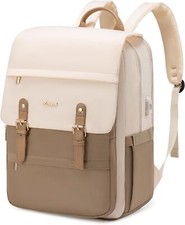 LOVEVOOK Laptop Backpack Purse for Women 15.6 Inch, Beige & Coffee 
