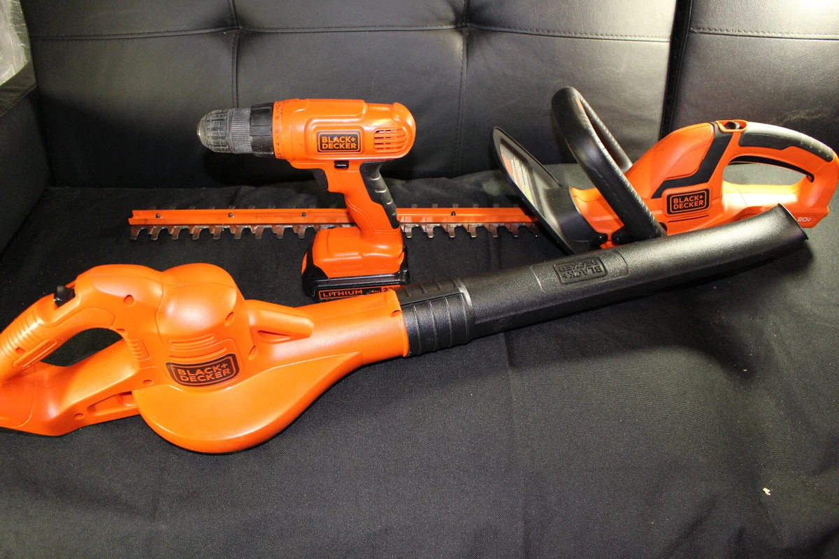 BLACK & DECKER Cordless Leaf Blower LSW221 Hedge Trimmer LHT 2220 & Drill  LD120