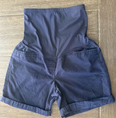 GAP Maternity Khakis By Gap Over the Belly Panel Shorts Boyfriend Roll-Up  Blue