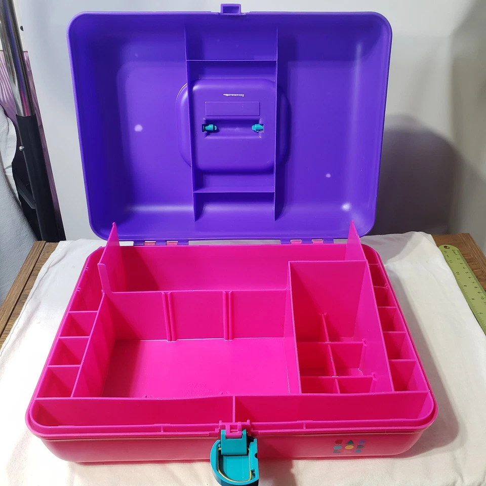 Estuche de almacenamiento de maquillaje de plástico rosa y púrpura Caboodles vintage 2762 Foto 2 de 4