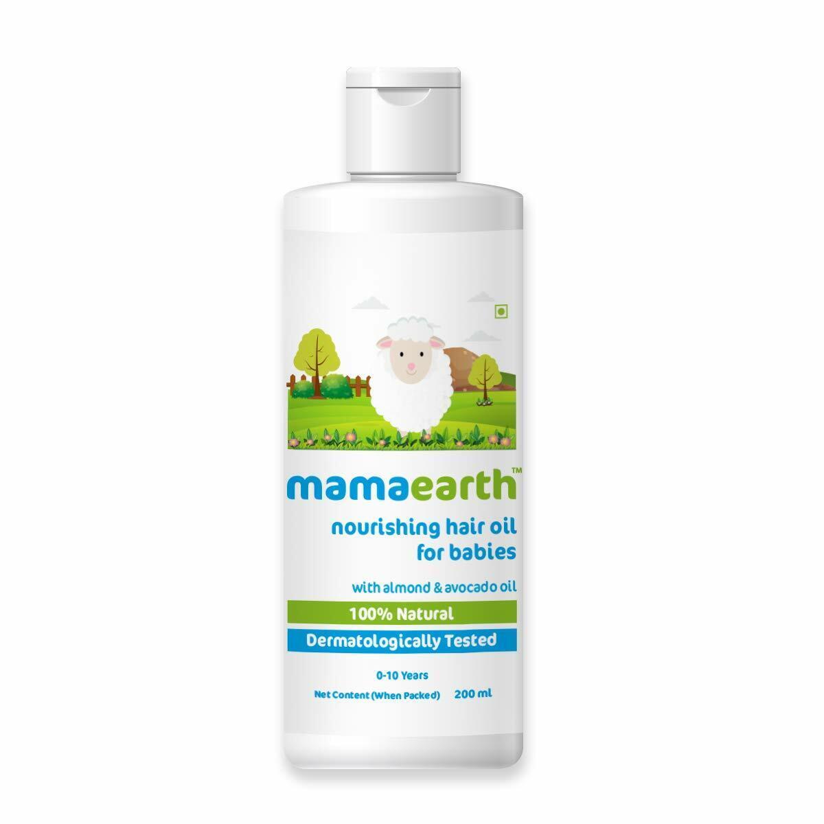 Aceite para Cabello Bebé 100% Natural Nutritivo Mamaearth con Aceite de Almendras y Aguacate 200 ml