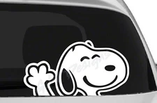 Snoopy Waving Vinyl Decal Sticker, Dog, Puppy, Cute, Peanuts, Car, Truck, Funny