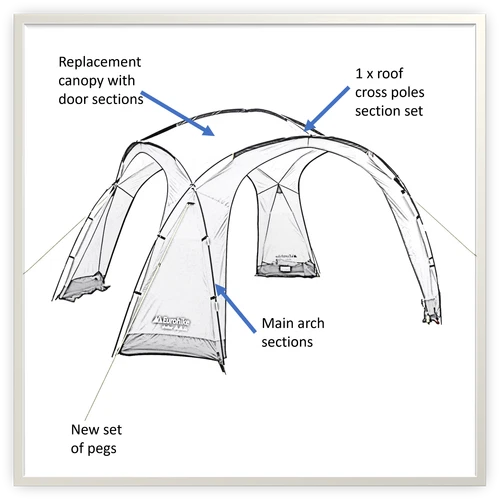 Eurohike Dome Event Shelter Gazebo (3.5m x 3.5m) spare parts poles pegs canopy
