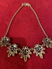 J. Crew RHINESTONES Flowers Gold Tone, Statement Necklace, Summer — photo 4