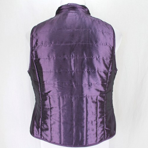 Relativity Quilted Vest Women Sz PM Purple Iridescent Zip Front Polyester Petite - Picture 5 of 7