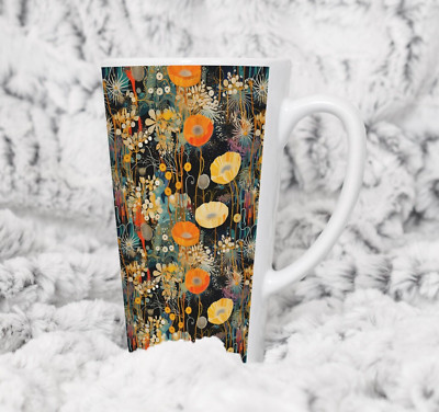 Fall Pattern Coffee Tea Latte Mug Cup 17 Oz Ceramic White Autumn Vibes by Mugzan