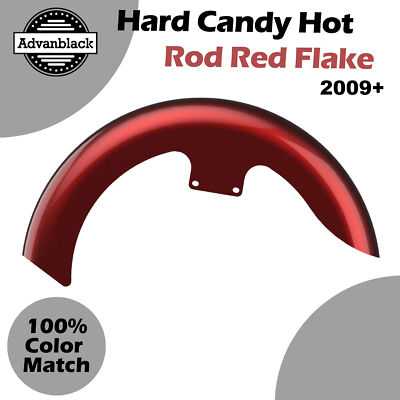 Hard Candy Hot Rod Red Flake 19'' Reveal Wrapper Hugger Front Fender For Harley