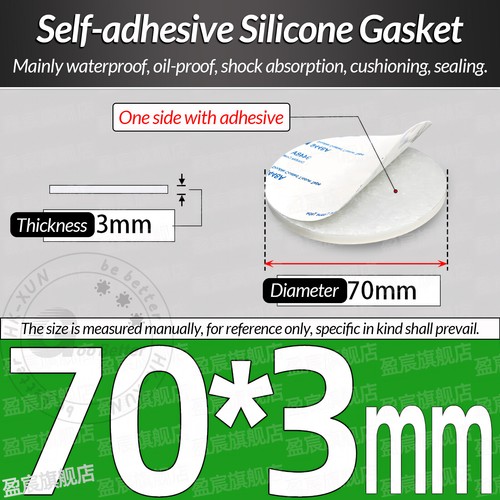 Solid Round Self Adhesive Silicone Pad Disc Sheet Gaskets Ø 5-150mm Thick 1-10mm - Picture 106 of 251