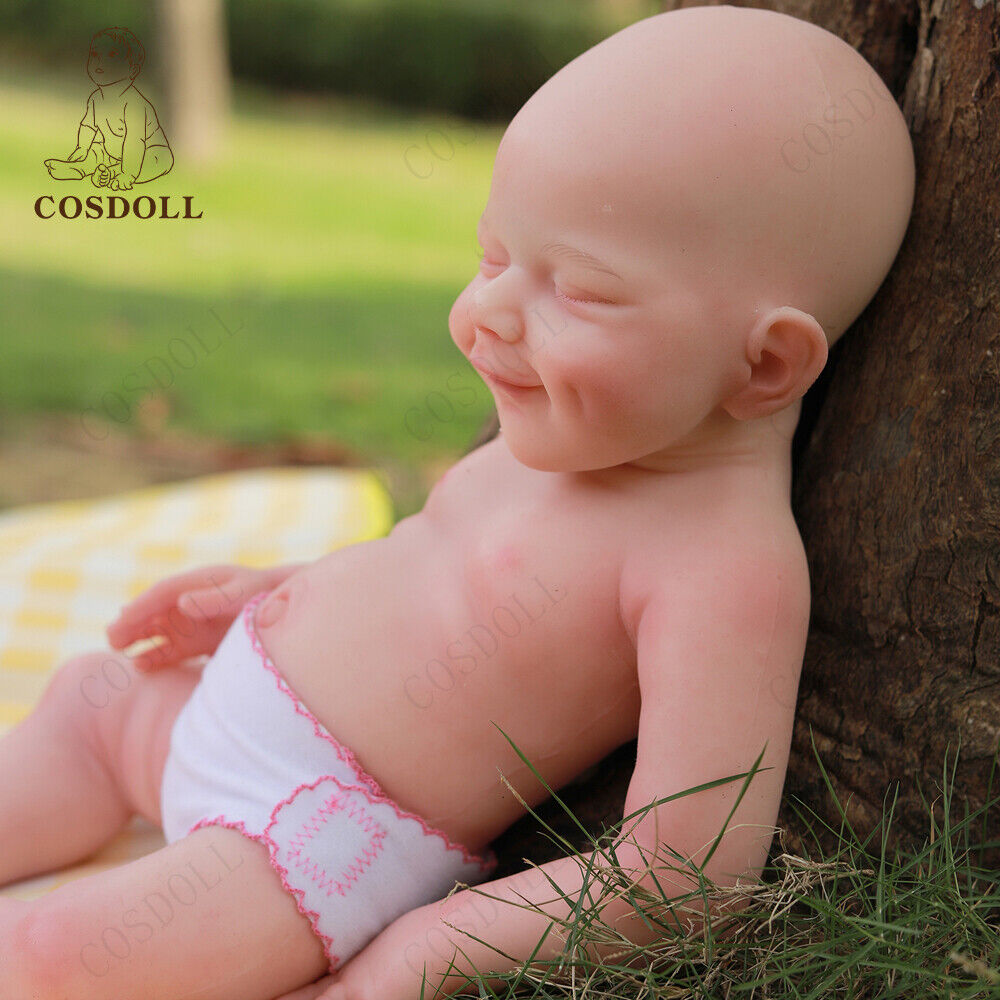 COSDOLL 18.5" Handmake Full Body Silicone Reborn Baby Dolls Lifelike Smiley Girl