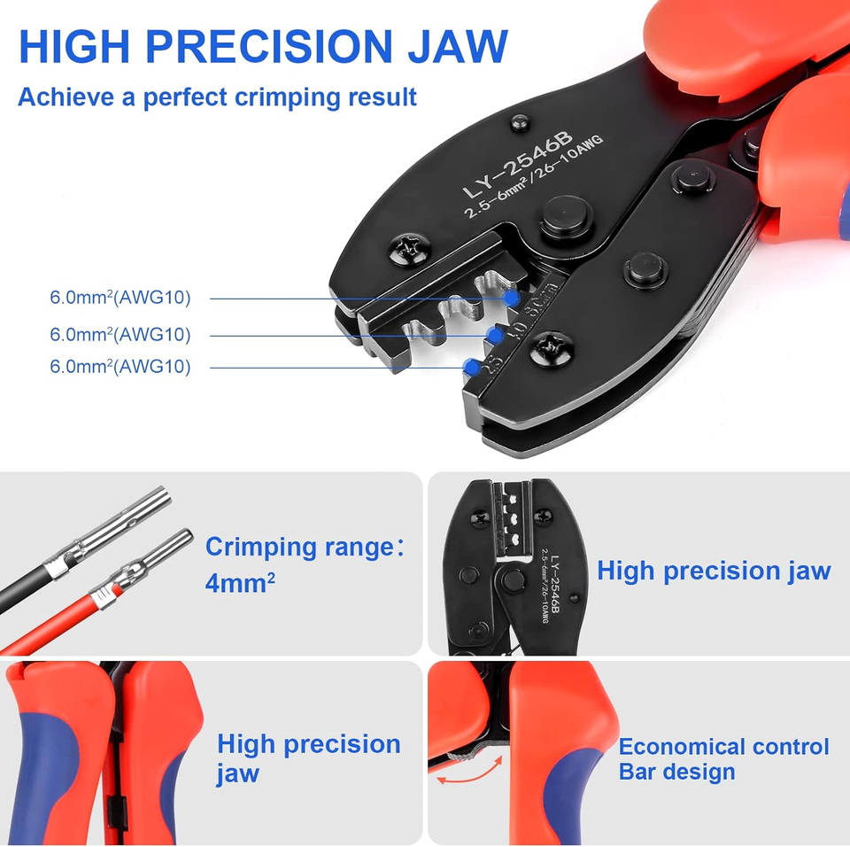 Solar Cable MC4 ConnectorCrimping Tool Kit, 20 Pairs Male/Female