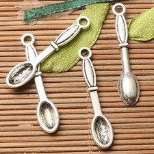 50pcs 33 6.6mm dark silver color dinner spoon charms EF2762
