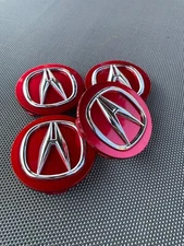 ACURA SET OF 4 Red 69 mm/2.71 in Wheel Center Caps - Satisfaction Guarantee