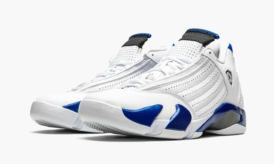 The Air Jordan 14 Retro In Wolf Grey/Sport Blue will be at 1973 By Mr. R â 1973 by Mr. R