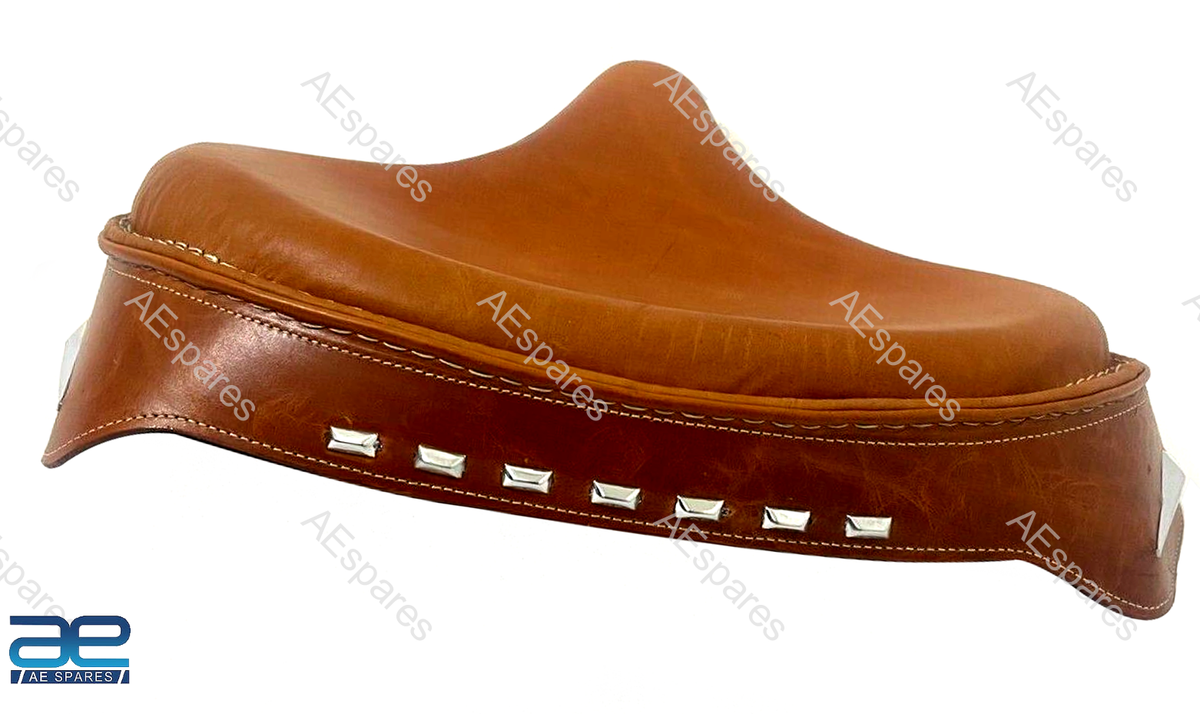 Siège Solo Cuir Véritable Beige Pour Harley - Knucklehead, Panhead, Bobber Etc.