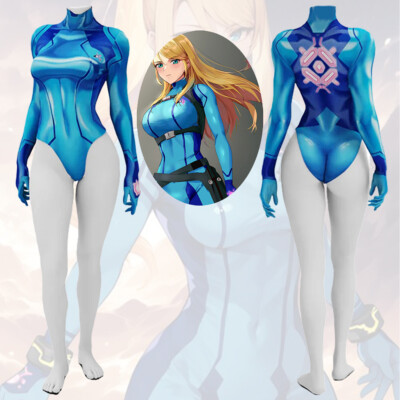 Zero Suit Samus Bodysuit Metroid Cosplay Swimsuit Adult and kids
