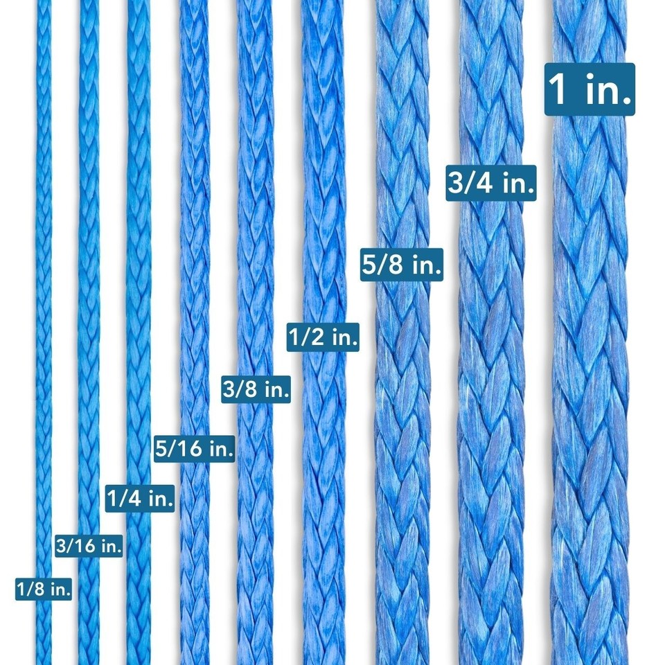 Half Inch Rigging Line UHMWPE Rope HMPE Winch Pull Line Hoist Rigging all sizes 1/8 inch to 1 ...