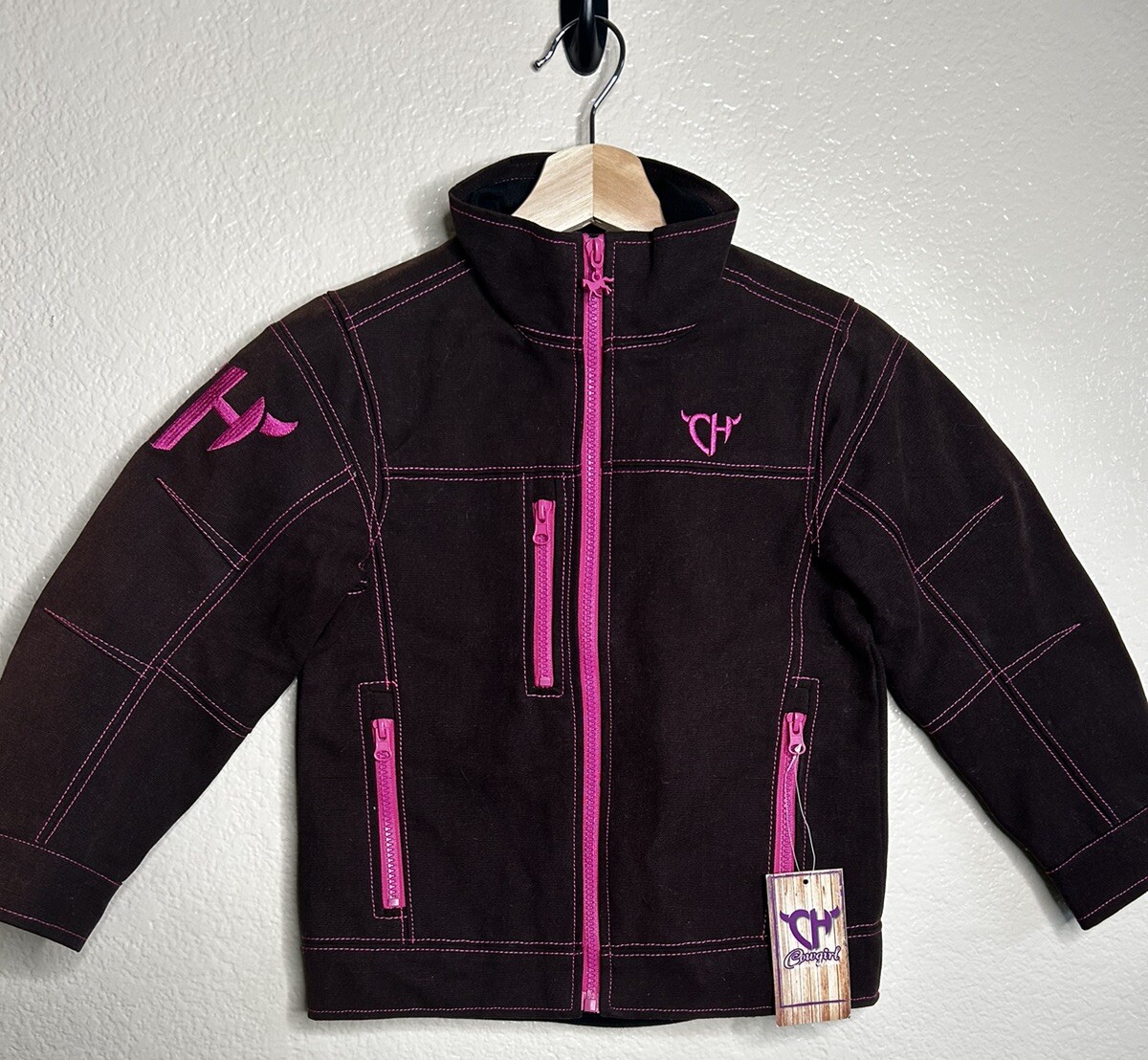 Cowgirl Hardware Girls Riding Work Jacket Canvas PINK BROWN Small