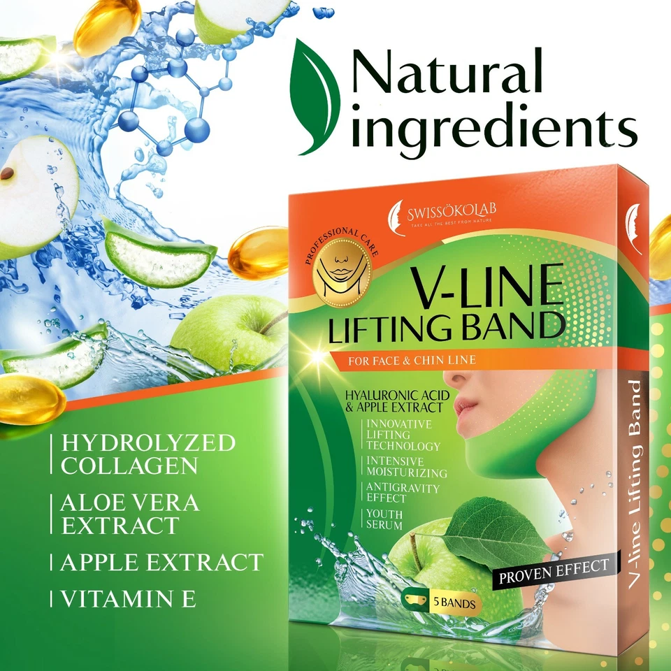 Маска для похудения двойная для уменьшения подбородка V-образная лифтинговая лента для лица пластырь для подбородка - Изображение 4 из 4