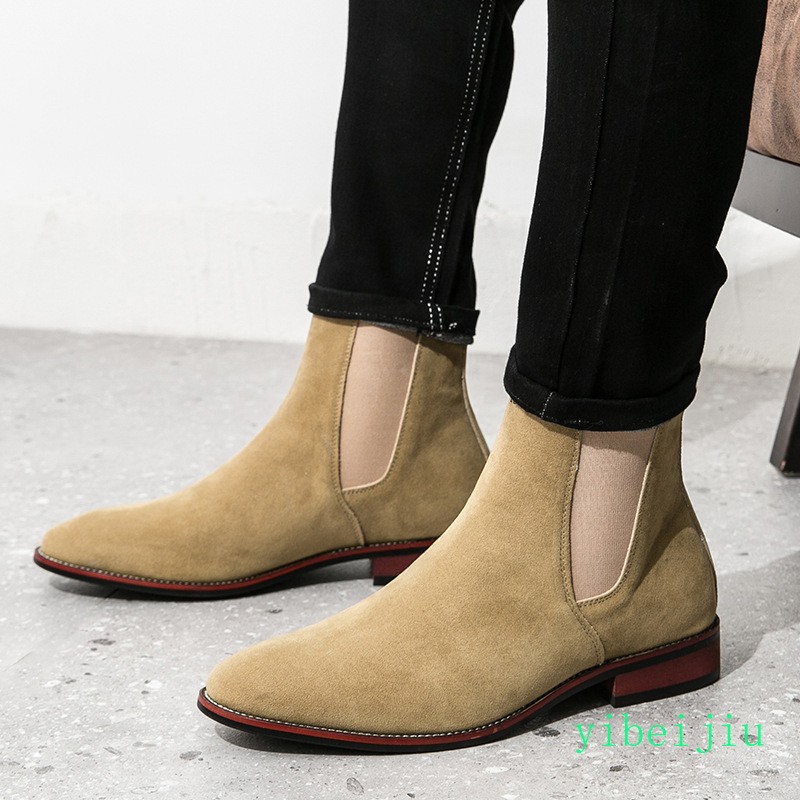 Para hombres Gamuza Chelsea Botines Vestido Formal Alto Zapatos Vaquero Western Retro