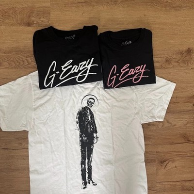 Lot of 3 New G Eazy Skull Script Black White T-Shirt Medium Rap Hip Hop Concert