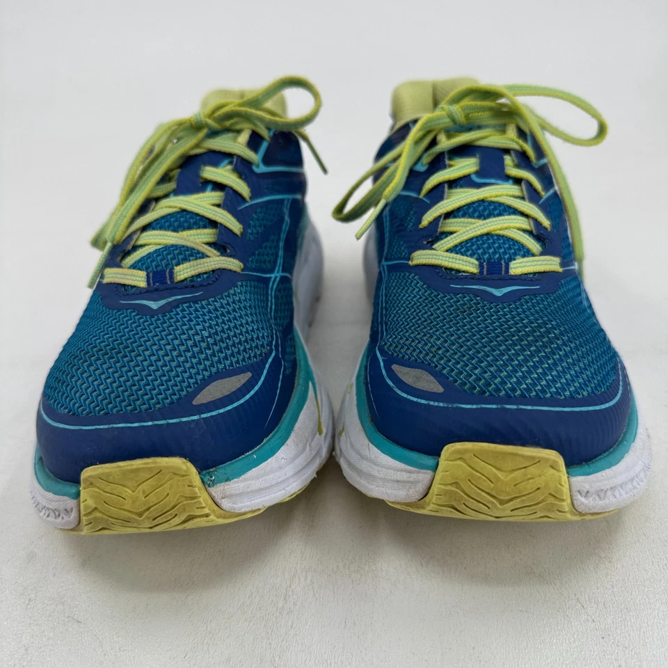 Hoka One One Clifton 3 Zapatos MUJERES Azul Amarillo Con Cordones Tenis para Correr TALLA 10 Foto 3 de 4
