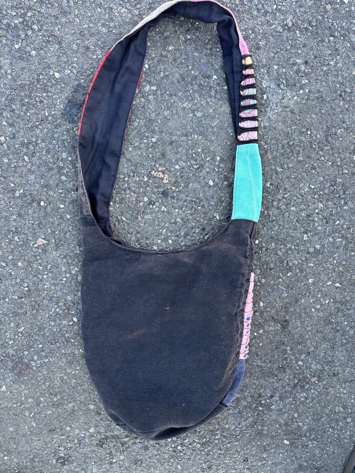 hippy boho shoulder bag with patchwork peace sign… - image 2