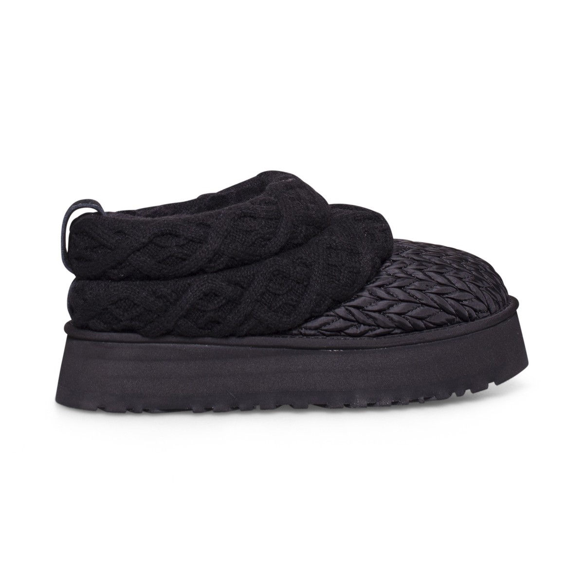 UGG TAZZ VILLA KNIT BLACK TEXTILE PLATFORM WOMEN'S SLIPPERS SIZE