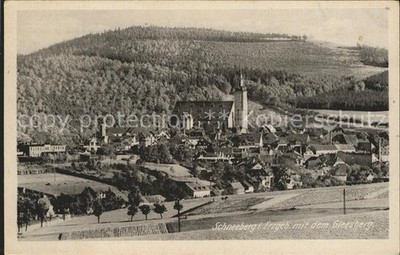 Schneeberg Erzgebirge Ortsansicht mit Kirche mit Gleesberg
