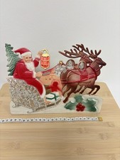 RARE Belsnickle embossed Christmas Santa Sleigh Rentier Antique British die cut