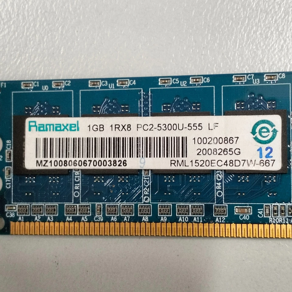 Ramaxel 1GB DDR2 RAM PC2-5300 CL5 667MHz non-ECC DIMM Memory RML1520EC48D7W-667 - Image 2 of 4