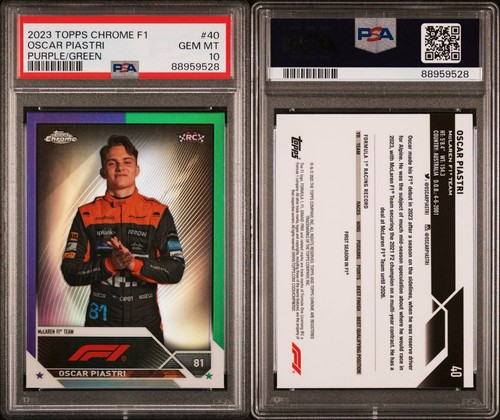 Oscar Piastri [Purple Green Refractor] #40 2023 Topps Chrome Formula 1 card