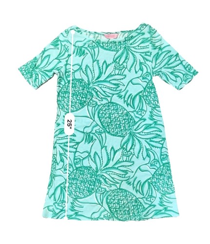 Lilly Pulitzer Cotton Pineapple Toucan Print Short Sleeve Dress Size L 8-10 Girl - Picture 8 of 10