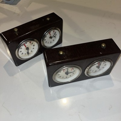 Rare Pair Vintage BCM  Mechanical Chess clock s c1950- Bakelite for Parts/Repair