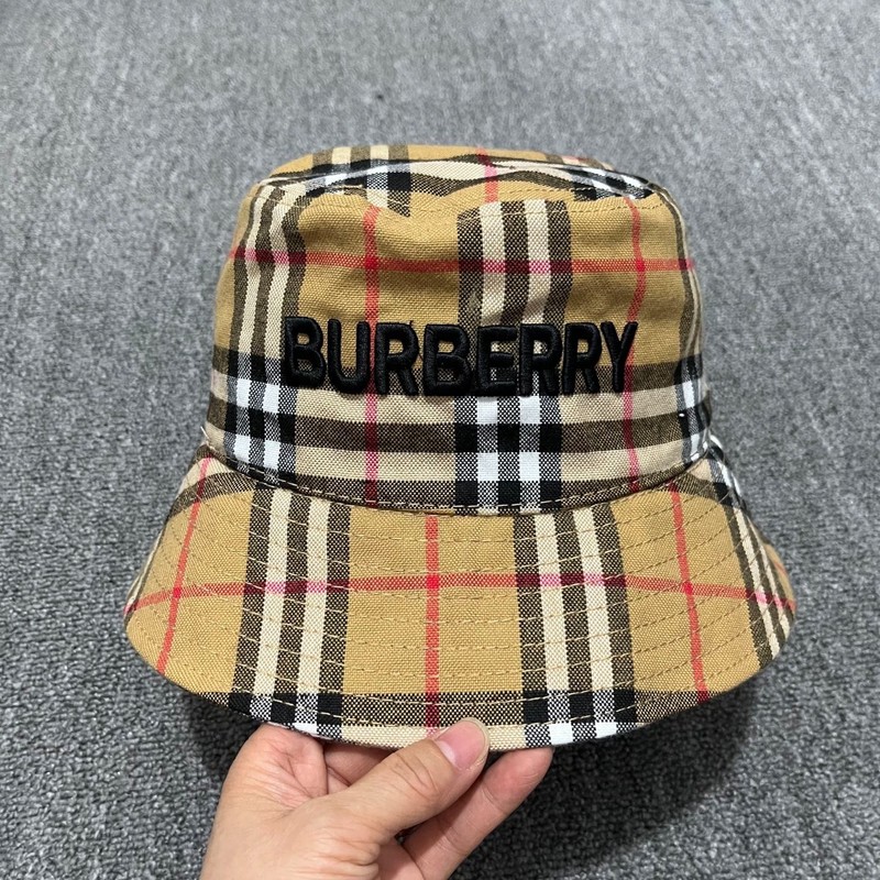Burberry Classic Khaki Plaid Unisex Outdoor Casual Shade Bucket Hat Sun Cap