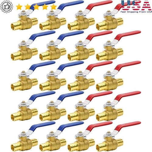 20pcs Brass PEX Ball Valves Full Port Shut Off Plumbing Valve Set 400 PSI New