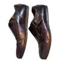 Prada Men Leather Monk Strap Dress Shoes Purple Made in Italy Size 8.5