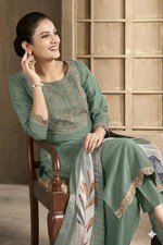 Women Festive Chanderi Silk Embroidered Salwar Kameez Dupata, Ethnic Diwali Wear