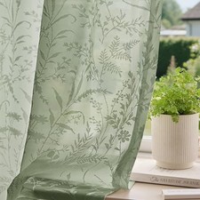 Semi Sheer Light Filtering Curtains 90 52"W x 90"L Pack of 2 Sage Green