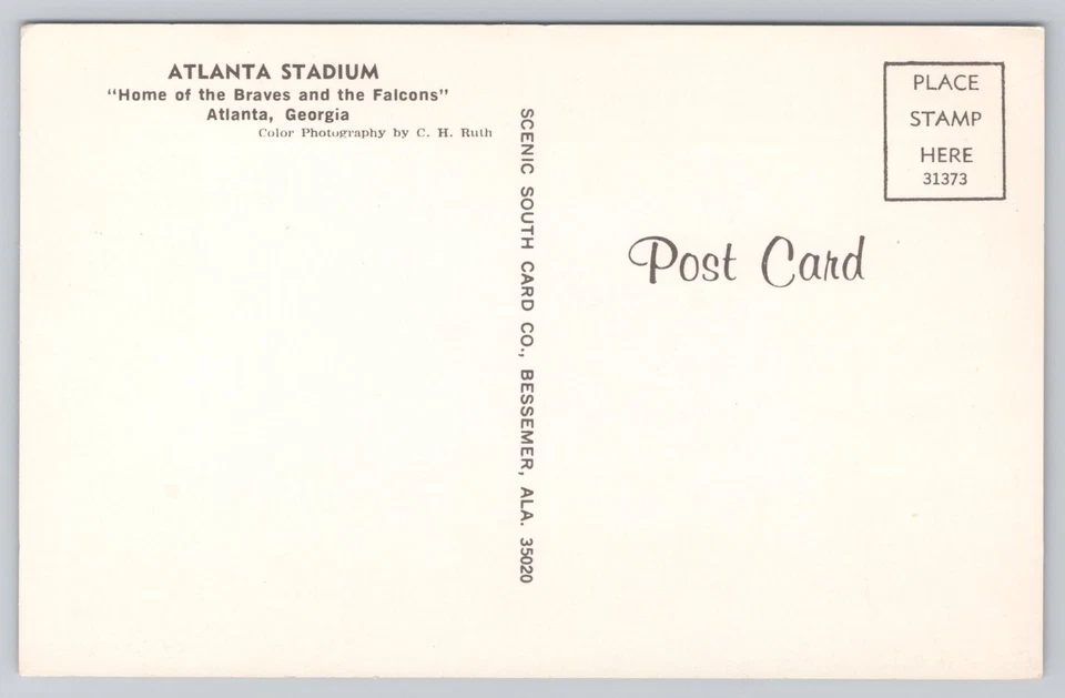 Vintage Atlanta Stadium Postcard Home of Braves & Falcons - Image 2 of 2