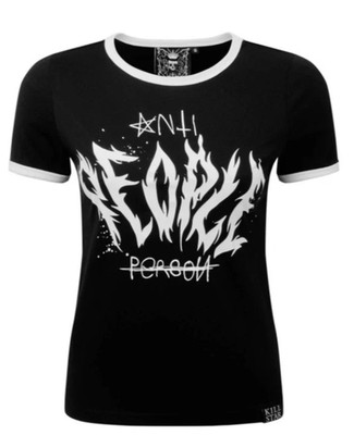 KILLSTAR Anti People Person Black Ringer Tee T-Shirt XXL NEW WITH TAGS