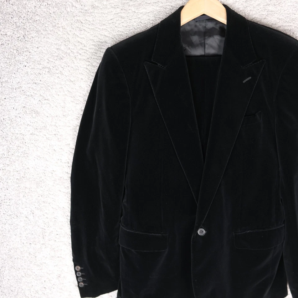 TRAJE LUX LANVIN PARIS HOMBRE TERCIOPELO NEGRO Talla 50 M ALGODÓN MEDIANO SEDA 2 PIEZAS Foto 3 de 4
