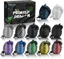 12PCS Black 3D Printed Dragon Toys Eggs with Dragon Inside, Dark Fantasy Collect
