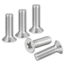 M10-1.5x35 Flat Head Machine Screws -6pcs -304 Stainless Steel -Silver